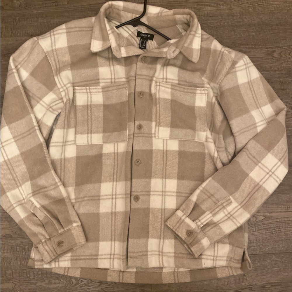 Men’s flannel XL beige and white forever 21